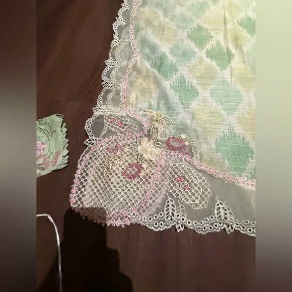 Floral Embroidered Long Sleeve Women’s Dress in Soft Yellow-Green - Picture 13 of 16